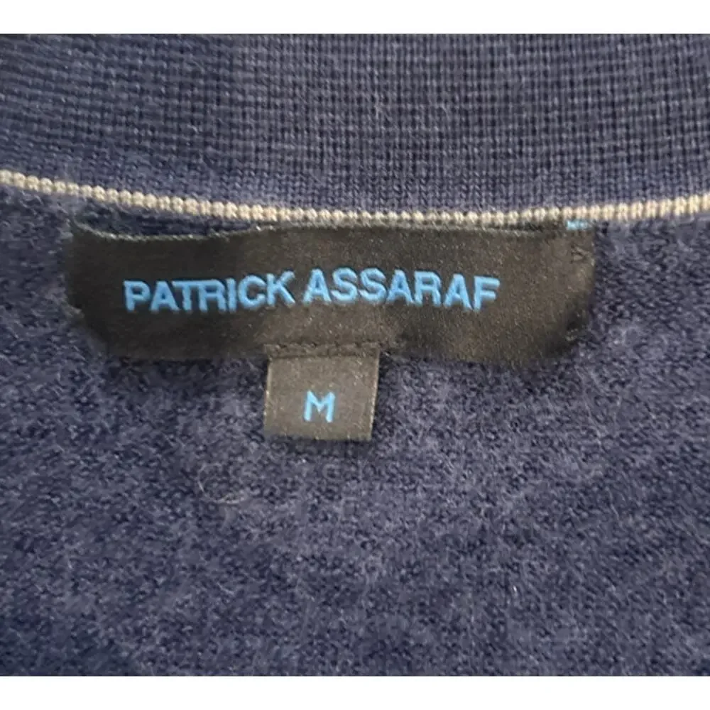 PATRICK ASSARAF Merino Lightweight Open Short Sleeve Knit Polo Depth Navy Blue M